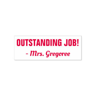 "OUTSTANDING JOB!" + Aangepaste leraar naam Zelfinktende Stempel