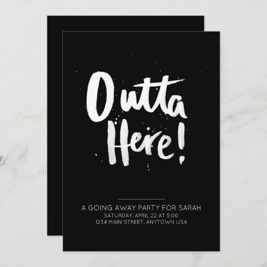 Outta allant ici loin invitation de partie (Devant / Derrière)