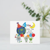 Outta Deze Wereld 4e Verjaardag Tshirts en geschen Briefkaart (Staand voorkant)