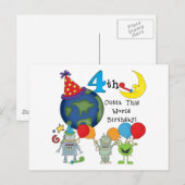 Outta Deze Wereld 4e Verjaardag Tshirts en geschen Briefkaart (Voorkant / Achterkant)