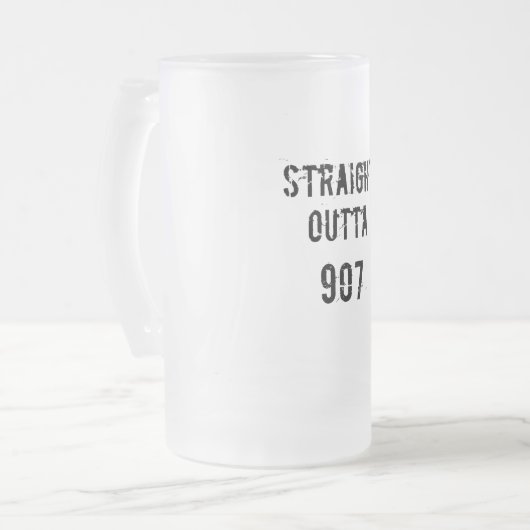 Outta droite 907 Mug de bière congelée - Texte noi (Devant gauche)
