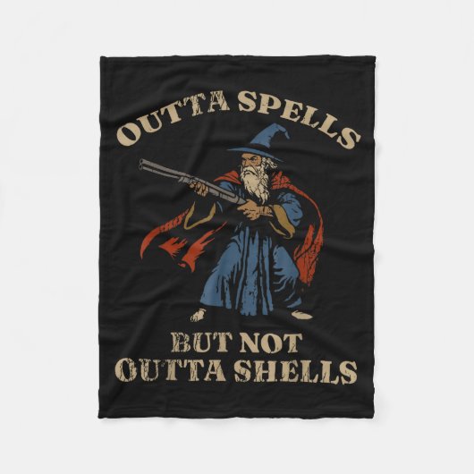 Outta Spells But Not Outta Shells Wizard Fantasy M Fleece Deken (Voorkant)