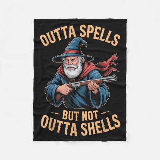 Outta Spells But Not Outta Shells Wizard Fantasy M Fleece Deken (Voorkant)