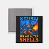 Outta Spells But Not Outta Shells Wizard Fantasy M Magneet (Voorkant / Achterkant)