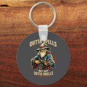 Outta Spells But Not Outta Shells Wizard Fantasy M Sleutelhanger (Voorkant)