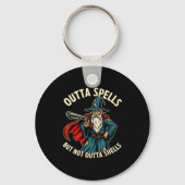 Outta Spells But Not Outta Shells Wizard Fantasy M Sleutelhanger (Voorkant)
