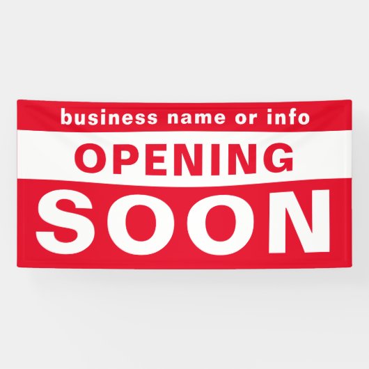 Ouverture Bientôt Entreprise Rouge Blanc Bannière  (Horizontal)