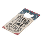 Ouvrage de bouteille pour vétérans Merci (Dos Angle)