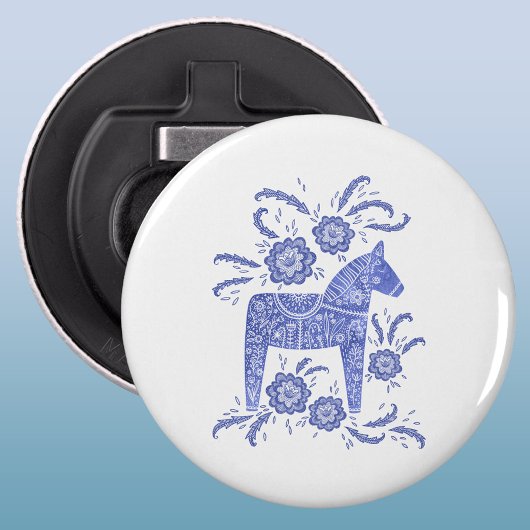 Ouvre-bouteille Cheval de Dala Traditionnel Bleu