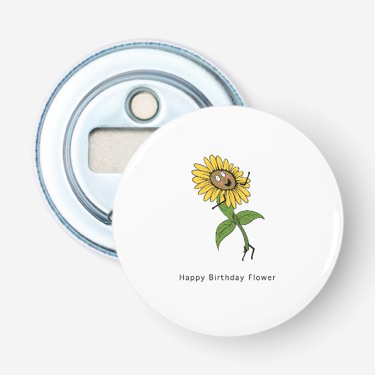 Ouvre-bouteille d'anniversaire, aimant de fleur d' (Devant)