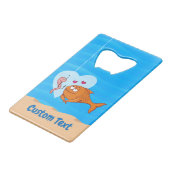 Ouvre-bouteille de carte de crédit Poisson et Appâ (Devant Angle)