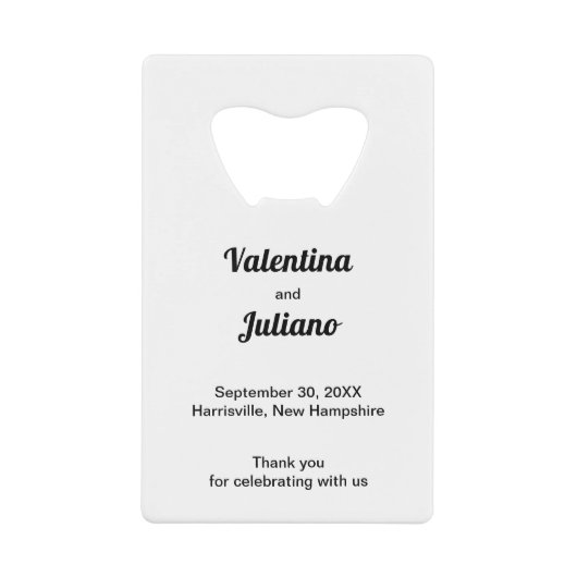 Ouvre-bouteille de mariage Rectangle Noir et Blanc (Devant)