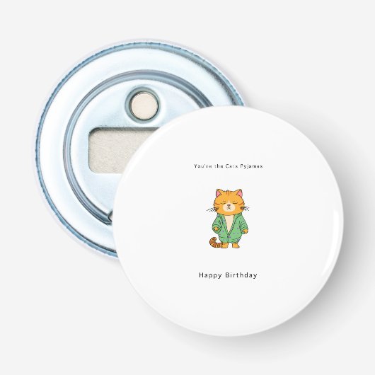 Ouvre-bouteille Joyeux Anniversaire à thème chat (Devant)