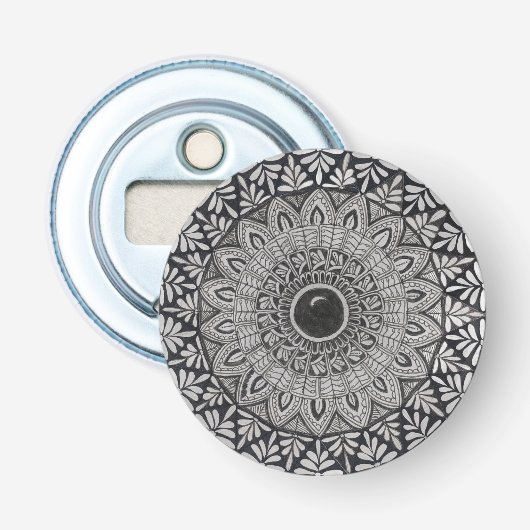 Ouvre-bouteille mandala monochrome (Devant)