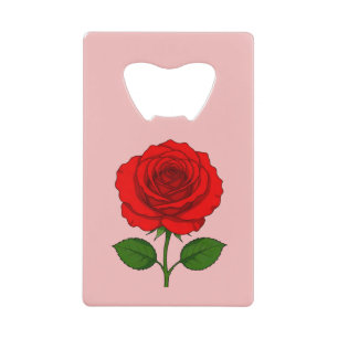 Ouvre-bouteille rectangulaire Rose Rouge