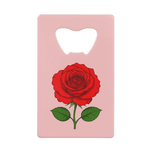 Ouvre-bouteille rectangulaire Rose Rouge (Devant)