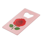 Ouvre-bouteille rectangulaire Rose Rouge (Devant Angle)