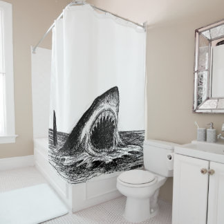 OUVREZ le grand rideau en douche d'art de requin