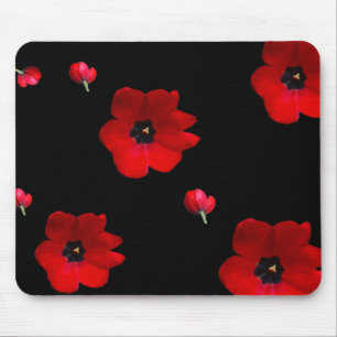 Ouvrez les tulipes rouges sur le tapis de souris