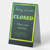 Ouvrir les heures d'ouverture du signe fermé vert (Verso)