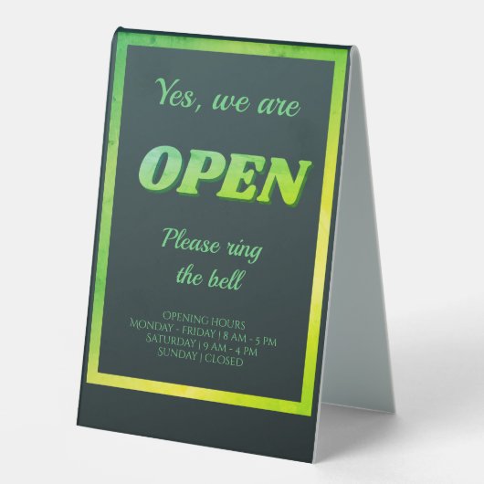 Ouvrir les heures d'ouverture du signe fermé vert (Recto)