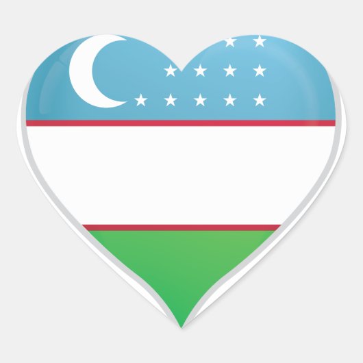 Ouzbékistan amour drapeau orgueil autocollant coeu (Devant)