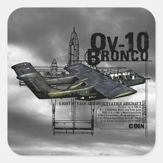 OV-10 Bronco Vierkante Sticker (Voorkant)
