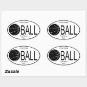 Ovaal basketbal zwart-wit Sticker (Vel)