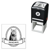 Ovaal Custom Pet Kat Foto en Naam Lint Zelfinktende Stempel (In situ)