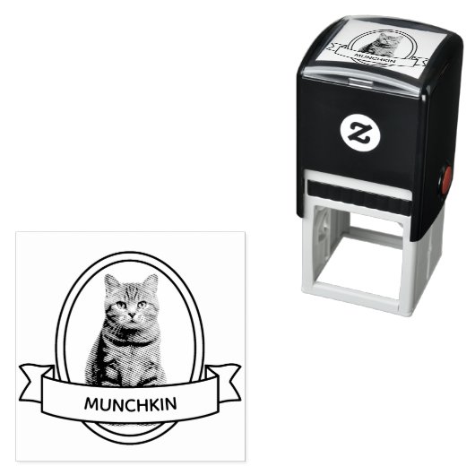 Ovaal Custom Pet Kat Foto en Naam Lint Zelfinktende Stempel (In situ)