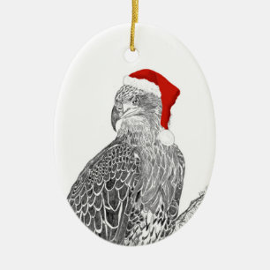 Ovaal Eagle Santa Ornament Sub-Adult E9 komt thuis