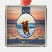 Ovaal foto strand hond aandenken metalen ornament (Voorkant)