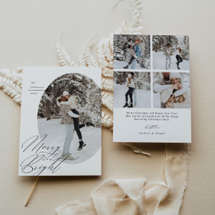 Ovaal Fotoscript Typografie Eenvoudige Kerst Feestdagenkaart