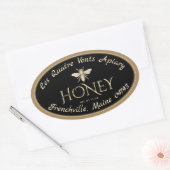 Ovaal heraldic bee Gold Border Black Honey Label (Envelop)