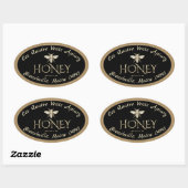 Ovaal heraldic bee Gold Border Black Honey Label (Vel)