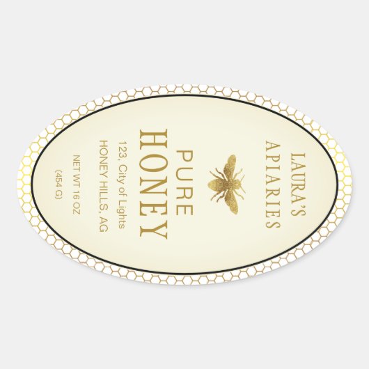 Ovaal Honey Bee Queenline Apiarist Label (Voorkant)