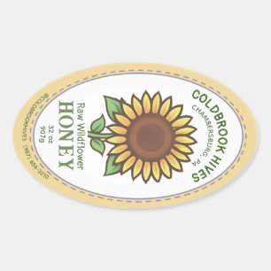 Ovaal Honey Label Zonnebloem Queenline Jar