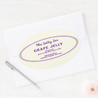 Ovaal ingeblikte druiven Jelly Uw bedrijfsnaam Eti Ovale Sticker