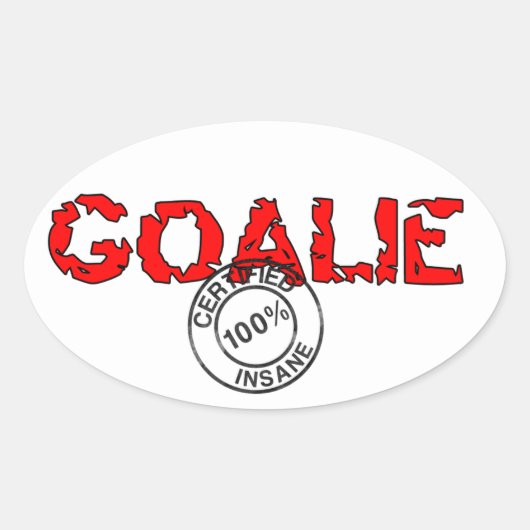 Ovaal krankzinnig Goalie Sticker (Voorkant)