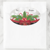 Ovaal Label Sticker-Red Bow (Tas)