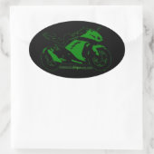 Ovaal motorforum sticker Groen en zwart (Tas)