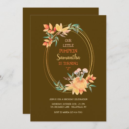 Ovaal pompoen Lijst U KIEST ACHTERGRONDKLEUR Kaart (Voorkant / Achterkant)