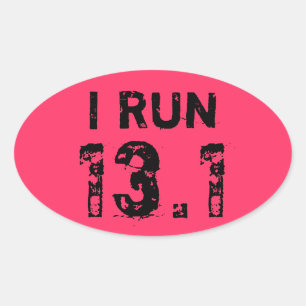 Ovaal Roze Ik Run 13.1 Sticker