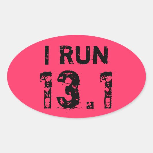 Ovaal Roze Ik Run 13.1 Sticker (Voorkant)