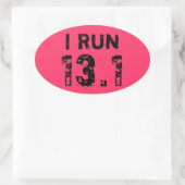Ovaal Roze Ik Run 13.1 Sticker (Tas)