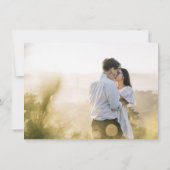 Ovaal van bladeren wit zwart foto bruiloft save the date (Achterkant)