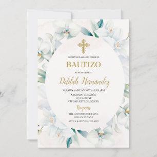 Ovaalvormige Lelie lijst doopuitnodiging Kaart