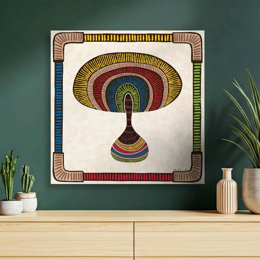 Oval Abstract Mushroom Canvas Afdruk