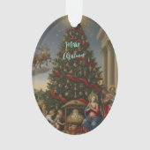 Oval Acrylic Nativity Santa Christmas Ornament (devant)