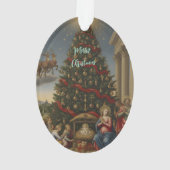 Oval Acrylic Nativity Santa Christmas Ornament (dos)